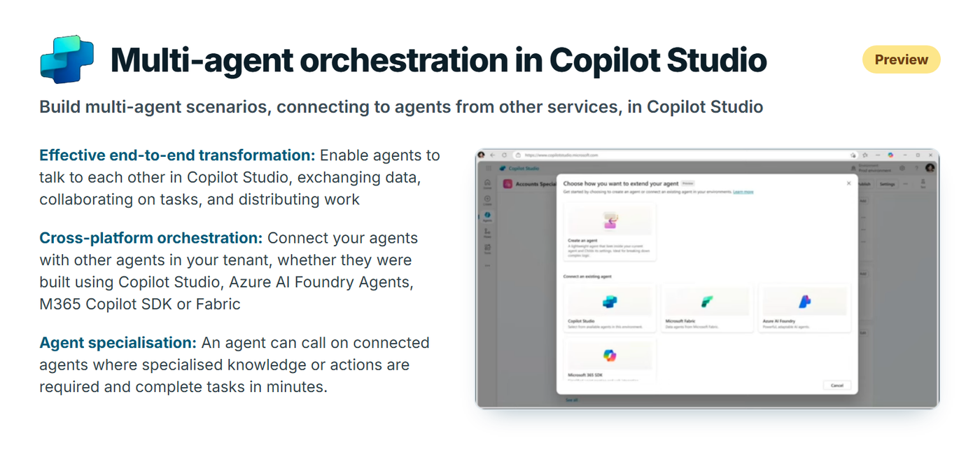Multi-agent orchestration in Copilot Studio