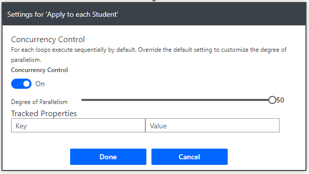Apply to each concurrency settings